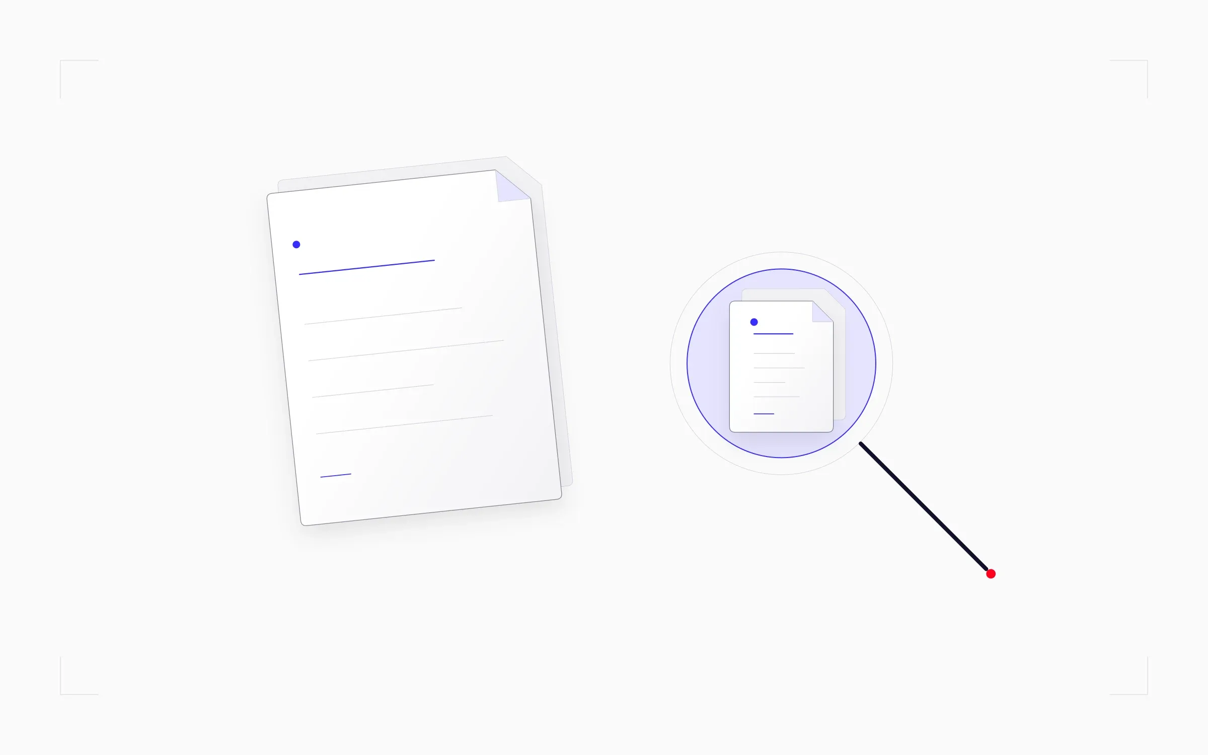 Une loupe sur un document illustre l'examen des pratiques.